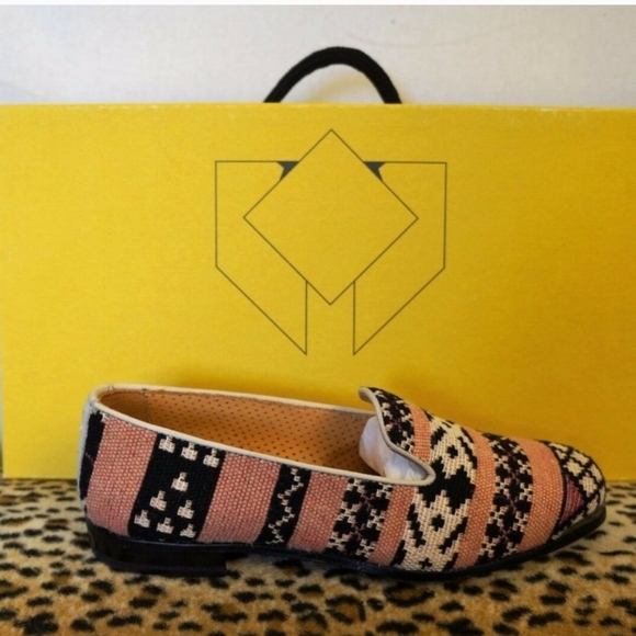 COBRA SOCIETY NAJET PEACH EMBROIDERED GEOMETRIC SLIP ON LOAFER NEW IN BOX - Picture 5 of 9